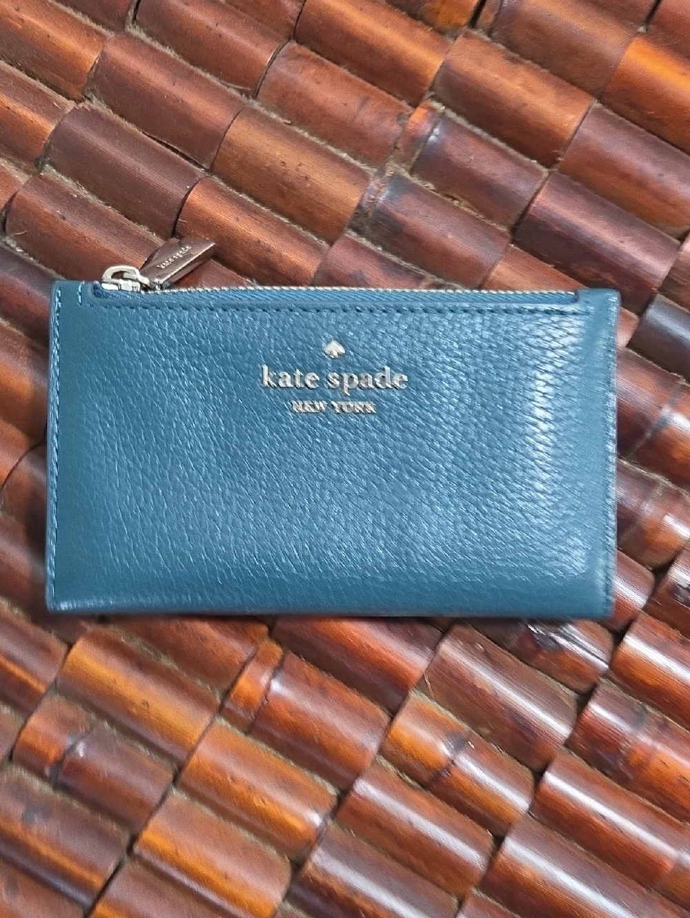 kate spade teal Leila Bifold Pebbled Leather